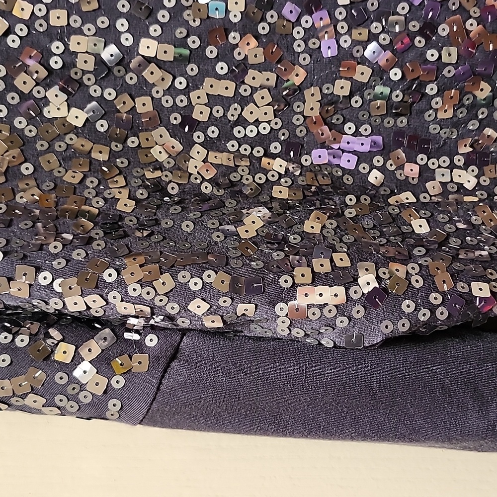 Eyeshadow-Womens Large Sequined Shiry-Gray-1/2 Sleeve - Picture 4 of 7